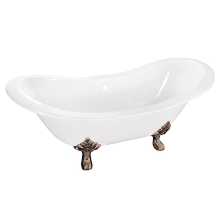 Aqua Eden Clawfoot Bathtubs, 61 L, 30.13 W, White/Brushed Nickel, Cast Iron VCTNDS6130NC8